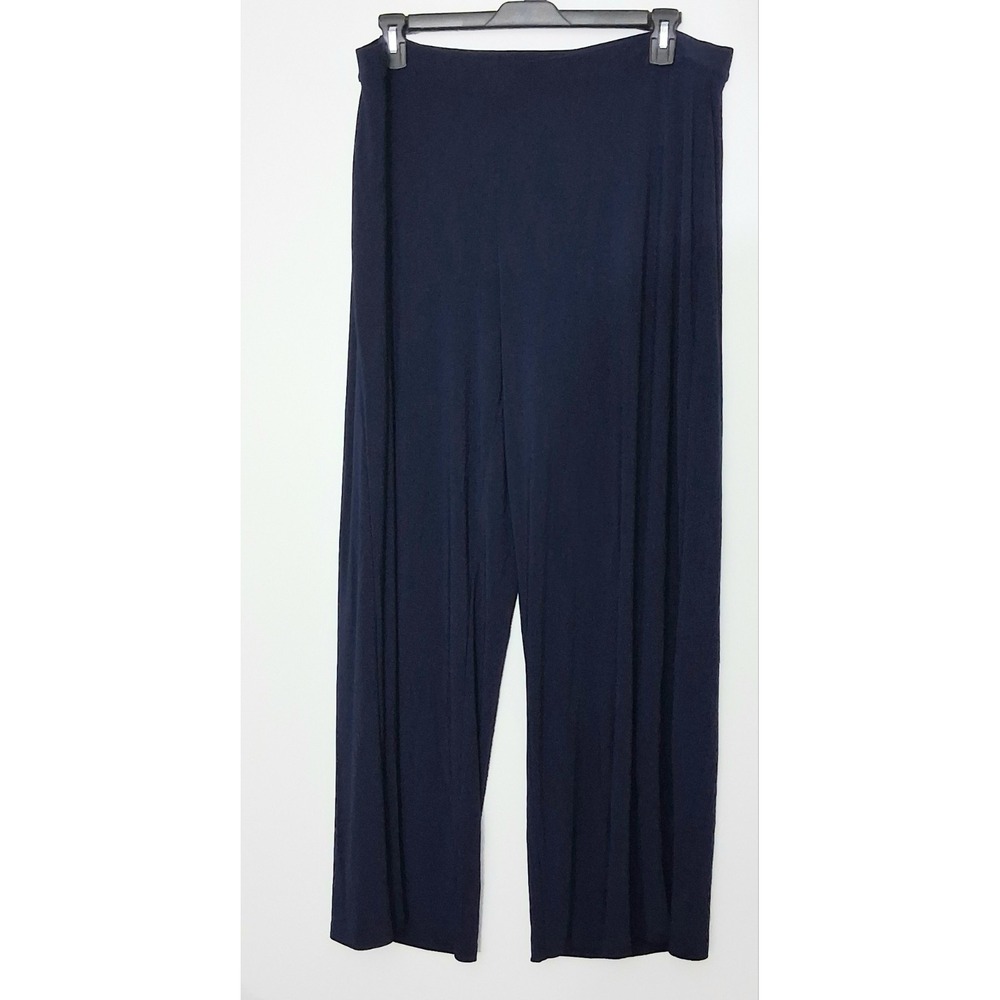 Dennis Basso Pants Women's Size XL Blue Italia Knit Wide Leg Pull On Pre-owned